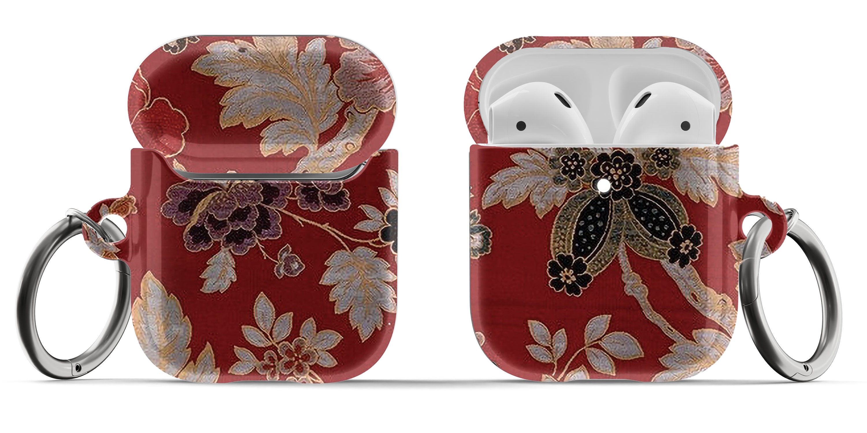 Japanese Red Floral AirPod Case Hard Cover for Original or 