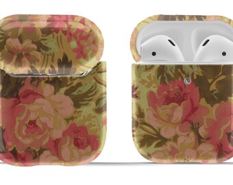 Golden Hour Vintage Rose Garden Flower Cover for 1st or 2nd Gen Airpods Case |  Hard Cover for Original or Pro | Keyring Included
