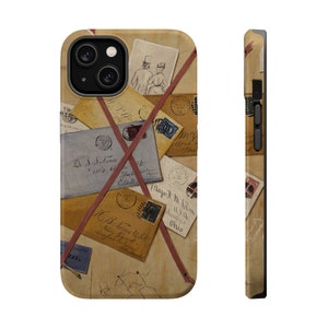 Cartas de amor, arte vintage da Voyager em capa MagSafe Tough para iPhone iPhones 12, 13, 14, 15 e 16 (Mini, Pro, Pro Max e Plus), fosco ou brilhante