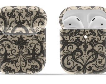 Rysunek w stylu vintage na etui Airpods Original lub Pro | Nowoczesny dodatek w stylu vintage | W zestawie brelok w kształcie koła