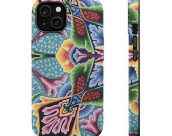 Abstract Colorful Psychedelic Vibrant Boho Pattern, MagSafe Tough iPhone Case iPhones 12, 13, 14, 15, 16, 17 (Mini, Pro, Pro Max, Plus, Air)