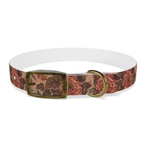 Old Rose Garden Dog Collar, Vintage Floral Design, Waterproof and Durable with 3 Buckle Options
