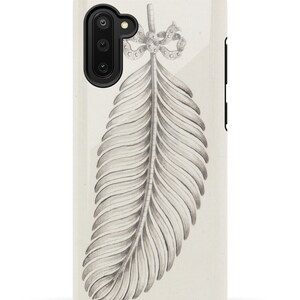 Single White Feather Illustration on Tough Phone Cases iPhones 7, 8, X, 11, 12, 13, 14, 15 and Android Galaxy Multiple Sizes Available image 2