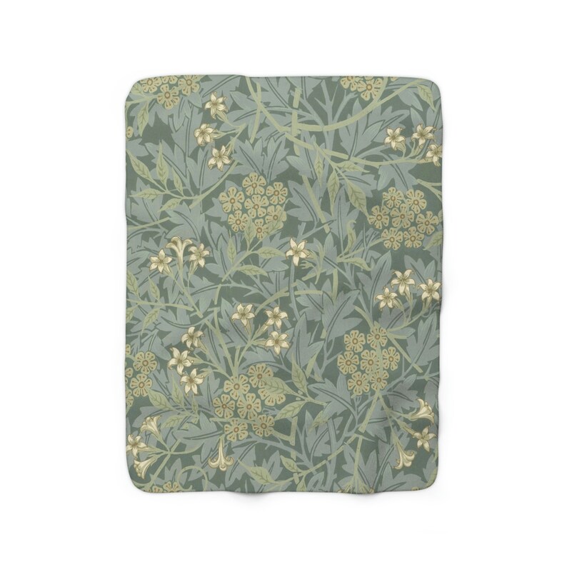Secret Garden Sherpa Fleece Throw Blanket, Beautiful Sage Green Pattern made for Comfy Boho Decor, 2 Sizes: 50" x 60" or, 60" x 80" image 6