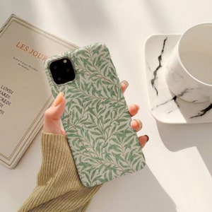 Simple + Elegant Green Leaves, Minimalist Tree Branches on MagSafe Tough iPhone Case: iPhones 12, 13, 14, 15, 16 (Mini, Pro, Pro Max, Plus)
