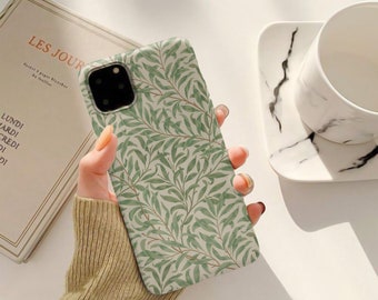 Eenvoudige en elegante groene bladeren, minimalistische boomtakken op MagSafe stoere iPhone-hoesjes 12, 13, 14, 15, 16, 17 (Mini, Pro, Pro Max, Plus, Air)