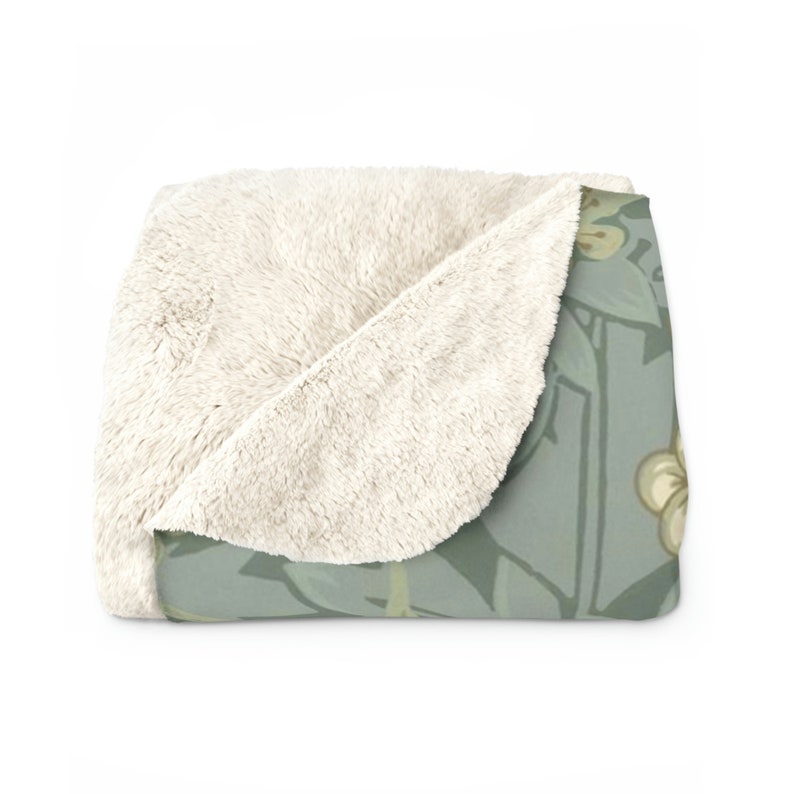 Secret Garden Sherpa Fleece Throw Blanket, Beautiful Sage Green Pattern made for Comfy Boho Decor, 2 Sizes: 50" x 60" or, 60" x 80" image 7