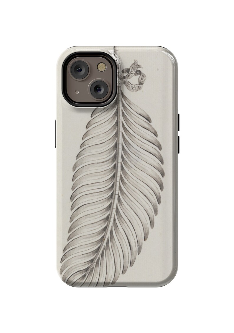 Single White Feather Illustration on Tough Phone Cases iPhones 7, 8, X, 11, 12, 13, 14, 15 and Android Galaxy Multiple Sizes Available image 5