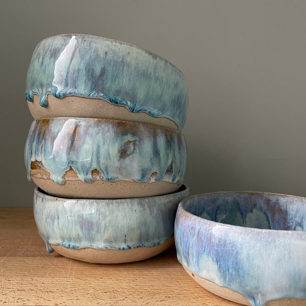 Handmade ceramic pinch bowl, unusual snack bowl, blue bowl, kitchen decor