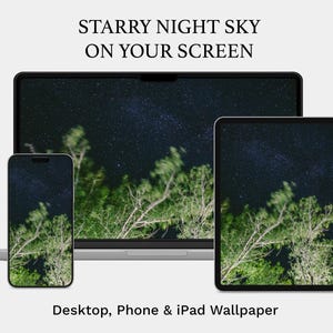 星空壁紙セット | 夏の木々の景色 | デスクトップ スマートフォン iPad デジタルダウンロード