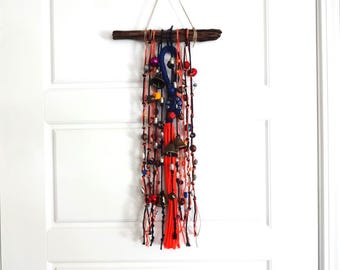 Witch Bells for Home Protection, White Witches Door Knob Hanger, Pagan Wind Chimes for Door Protection with Magic Beads and Charms