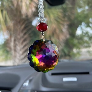 Car charm suncatcher prism, Window prism crystal, glass hanging rainbow maker, Feng Shui hanging crystal prism, window suncatcher