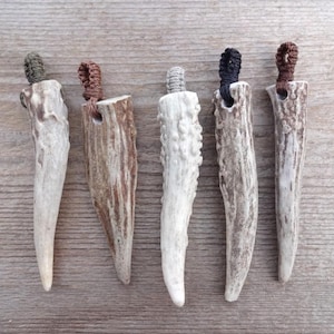 Real deer antler pendant necklace, Large Deer antler pendant, Real bone deer antler jewelry, Naturally shed deer antler pendant necklace