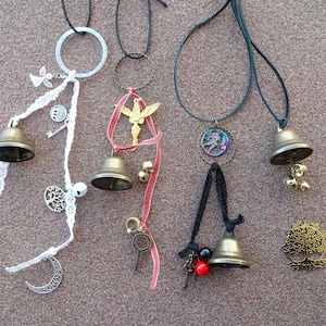 Wiccan Bells for Entryway Protection, Pagan Hanging Wind Chimes for Door Window Tree Wreath Decoration