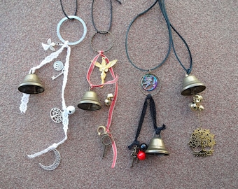 Wiccan Bells for Entryway Protection, Pagan Hanging Wind Chimes for Door Window Tree Wreath Decoration