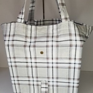 Foldable Market Bag/ Foldable Grocery Tote/ Foldable Tote Bag/ Foldable Carryall/ Spacious/Grey Plaid