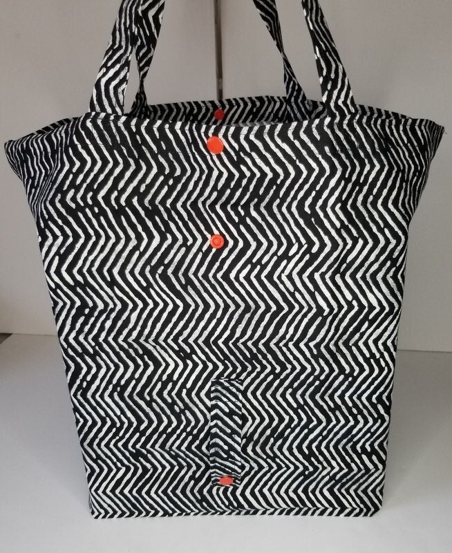 Accessorize London Women's Pure Organic Cotton Black & White Dogtooth Tote Bag