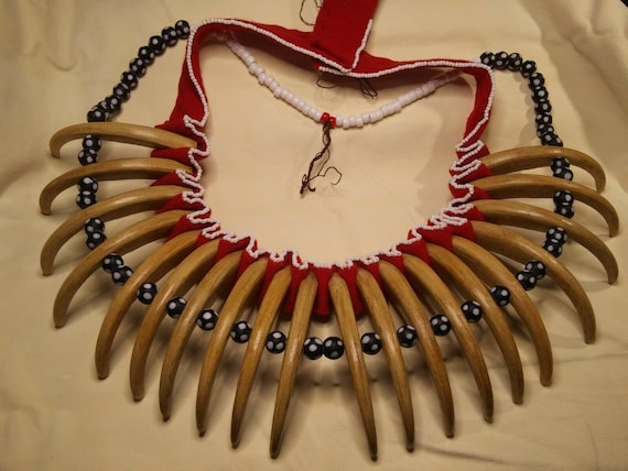 ネックレス・ペンダント Bone craft / three finger bear claw RUGGED EAGLE BEAR CLAW NECKLACE NATIVE TRIBAL GRIZZLY BUFFALO BONE