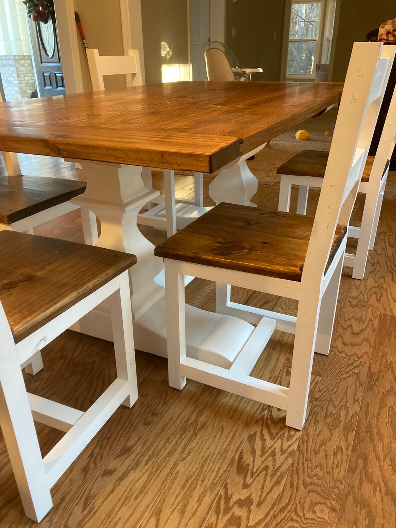 Double Pedestal Farmhouse Table Etsy