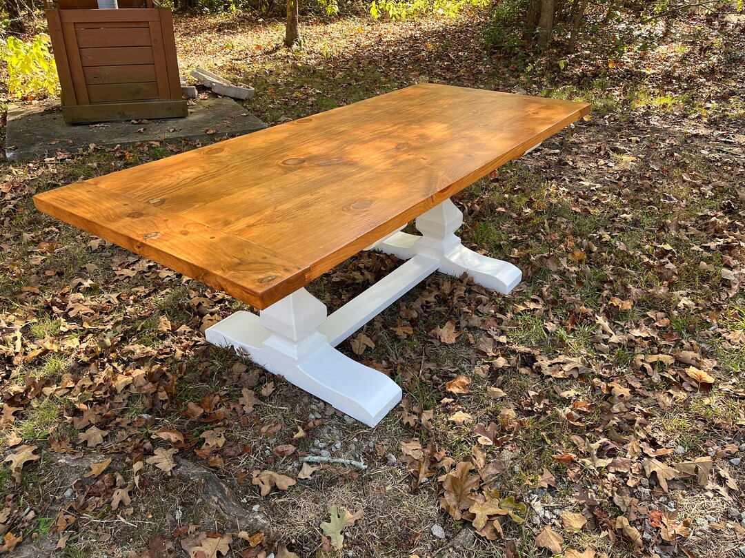 Double Pedestal Farmhouse Table Etsy