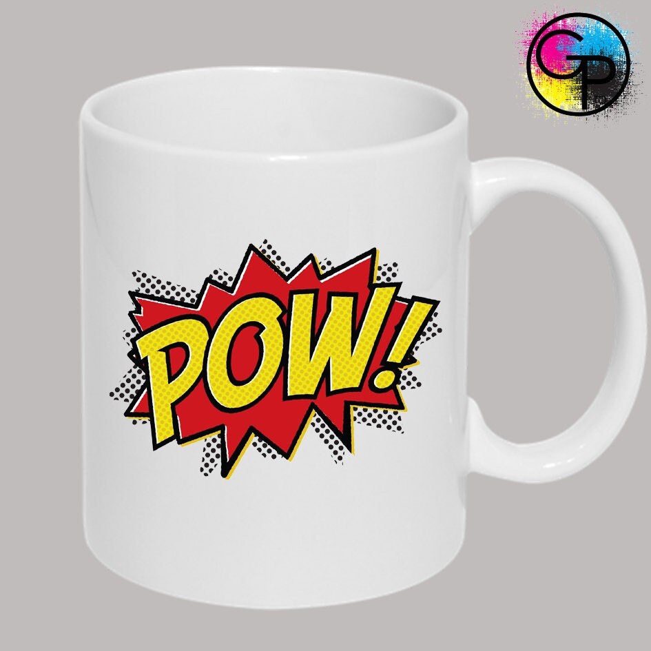Personalised Any Name Comic Strip Pop Art ZAP POW Durham Style Mug 11oz Premium Coated Custom Mug 
