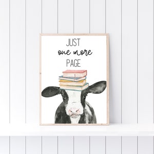 Reading Sign, Just One More Page, Reading Corner Sign, Reading Wall Art Print, Library Print, Homeschool decor, Farm Classroom Decor