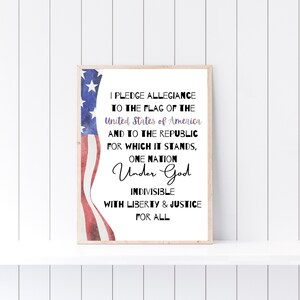 Pledge of Allegiance, Patriotic Decor, 4th of July Decor, Homeschool Decor, Flag Decor, Independence Day Decor, America, Classroom Poster