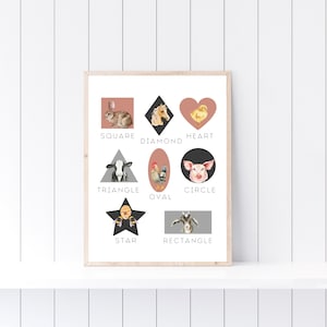 Poster a forma di animali da fattoria, poster a forma neutra boho, stampabile per la scuola materna, materiali per la scuola materna, decorazioni per l&#39;aula a tema fattoria