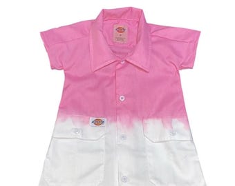 BLANCO op maat gemaakte tweekleurig geverfde Dickie-jurk voor babymeisjes/peuters (2 weken)