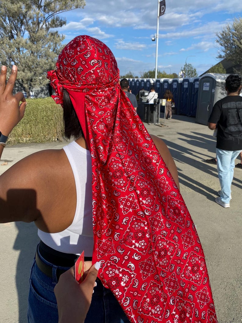 Customised Du Rag Custom Metallic Bandana Print Butt Length Durag (more Colors Available ...