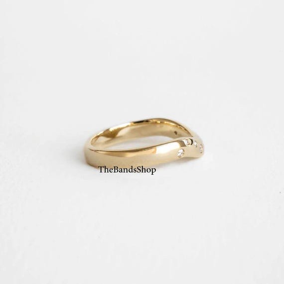 0.20CT Echtem Diamant Triple Reihen Ehering 14K Gelbgold Versilbert