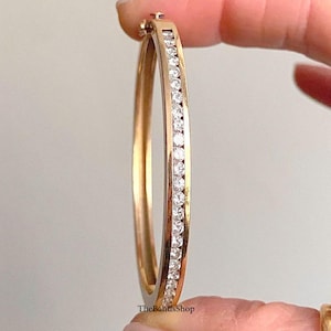 3.50 MM Round Cut Colorless Moissanite Bridesmaid Bengal Bracelet, 18K Yellow Gold Bracelet, Channel Setting Diamond Half Eternity Bracelet
