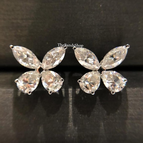Boucles D'oreilles Pendantes CZ Blanc Argent 925 - Style Art Deco, Pour Mariage, Anniversaire, Cadeau