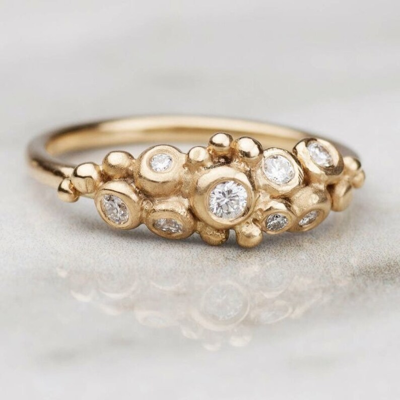 This Stunning Gold Diamond Ring Design Pebble A Beautiful Etsy