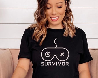 Camiseta gamer de superviviente de cáncer de mama: divertida camiseta de concienciación nerd