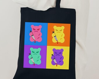 Bolsa de osito de gominola Pop Art: bolso de hombro de terror gótico pastel