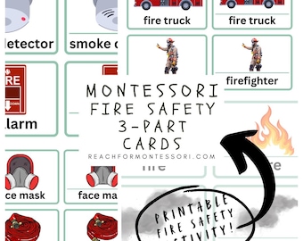 Schede stampabili in 3 parti Montessori sulla sicurezza antincendio