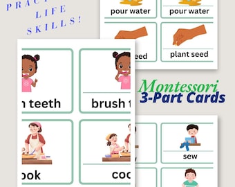 Afdrukbare kaarten uit 3 delen uit de praktijk van Montessori