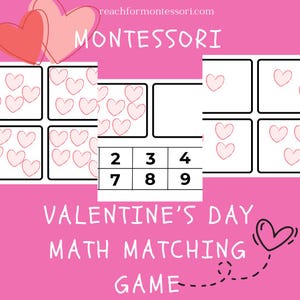 Montessori Valentine&#39;s Day Math Matching Game