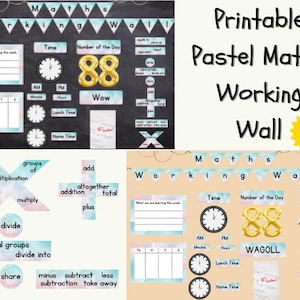 Affichage mural de travail mathématique (pastel)
