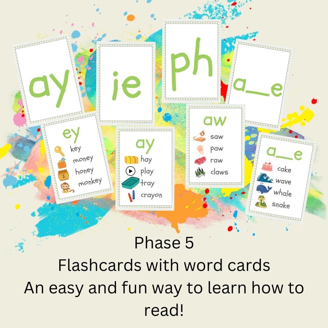 Printable PDF Double Sided Phonics Phases 5 | Large A6 Flash Cards ...