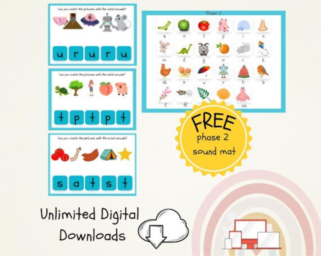 Match the Phase 2 Phonic Sounds With FREE Phase 2 Mat Ready for School
