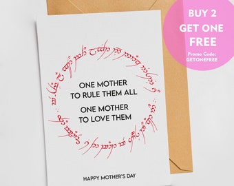 One Mother to Rule them all - Mother's Day Card, Card for Mom, Card for lord of the rings fan mum