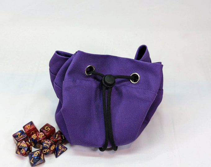 The Bag of Rolling! A large canvas dice bag and dice tray for DnD, tabletop, and board games - Purple