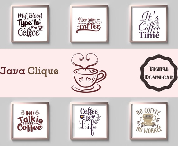 6 Piece Funny Coffee Sayings Printable Wall Decor Bundle | Etsy