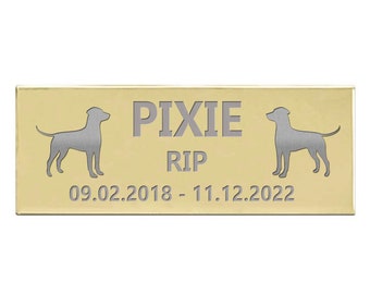 Engraved Dog RIP Plates 102mm x 32mm Plaque Personalised Metal Customised Self Adhesive UK