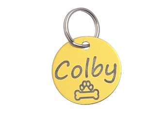 Engraved Dog Personalised Tag Puppy Animal Disc Collar Neck Pet Canine ID Round
