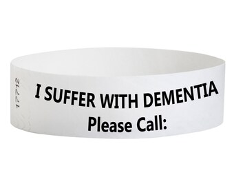 Personalised Dementia Wristbands Custom White Strap Lost Rip Proof Tear Resistant Paper Safety Medical Return