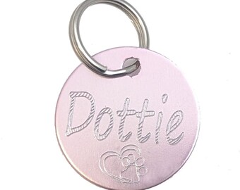 Personalised Engraved Pet Tag Dog Cat Kitten Puppy Animal Disc Collar Neck Pet Animal Feline Canine ID Round