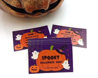 Halloween Hunt Cards Scavenger Clues Spooky Trick or Treat Games Activities Kids Party Ideas Basket Home Garden Indoor Outdoor Boys Girls UK